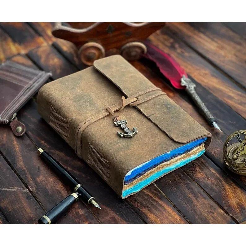 Антикварный кожаный альбом для вырезок, винтажный журнал, дневник для путешествий, писания