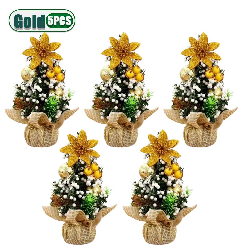 1-10PCS Mini Christmas Tree 20cm Desktop Decor with Gift Box Creative Holiday Ornament for Kids Room Office Party Decoration