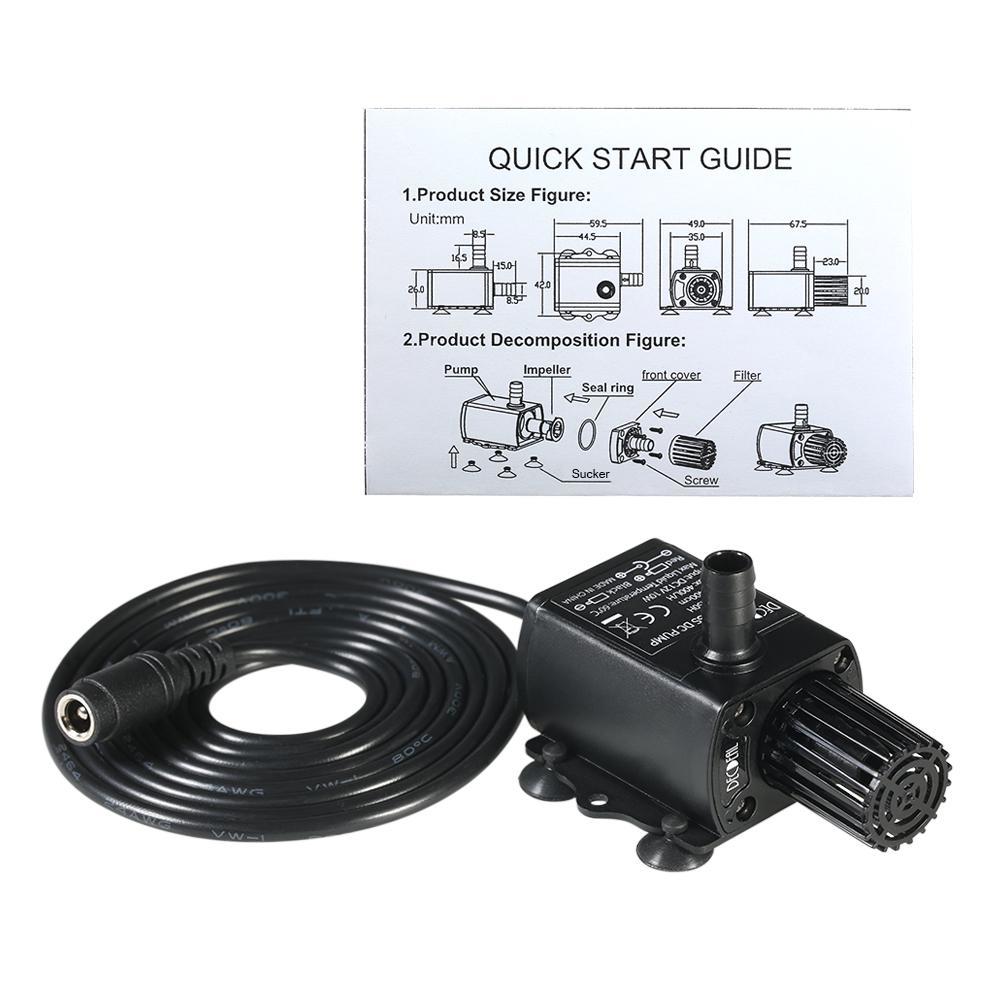 Ультратихий Мини DC12V 10W 400л/ч Напор 400см Бесщеточный Водяной Насос 5.5*2.1мм Мама Погружной с Функцией Регулировки Потока