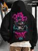 Jinx Graphic Print Thick Warm Hoodie - Unisex Winter Pullover with Graffiti Art & Jinx Character Design Machine Washable Polyester
