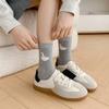 Big White Goose Cotton Socks, Girls' Autumn and Winter Feather Yarn Cute Embroidered Mid-calf Socks, Cartoon Student Casual Socks
