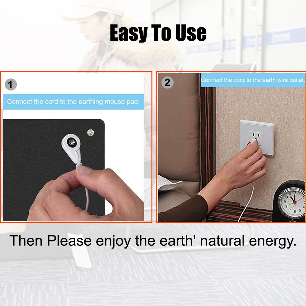 Заземляющий коврик 60*90 см с медным заземляющим стержнем, подключение к заземлению, восстановление ЭМП, для терапии стоп, универсальный проводящий заземляющий коврик для сна