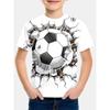 Cool football T-shirt, children's T-shirt, boys' outdoor baby summer outfit, short sleeved 3D football print, girls' T-shirt