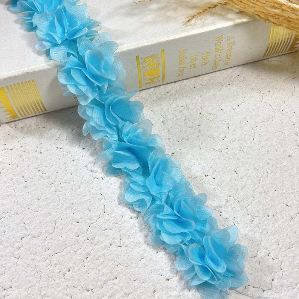 10 ярдов Новая 5 см Ширина Шифоновые Цветы Кружево Многоцветное 3D DIY Кружево Ручной работы Оборка для Аксессуаров Одежды
