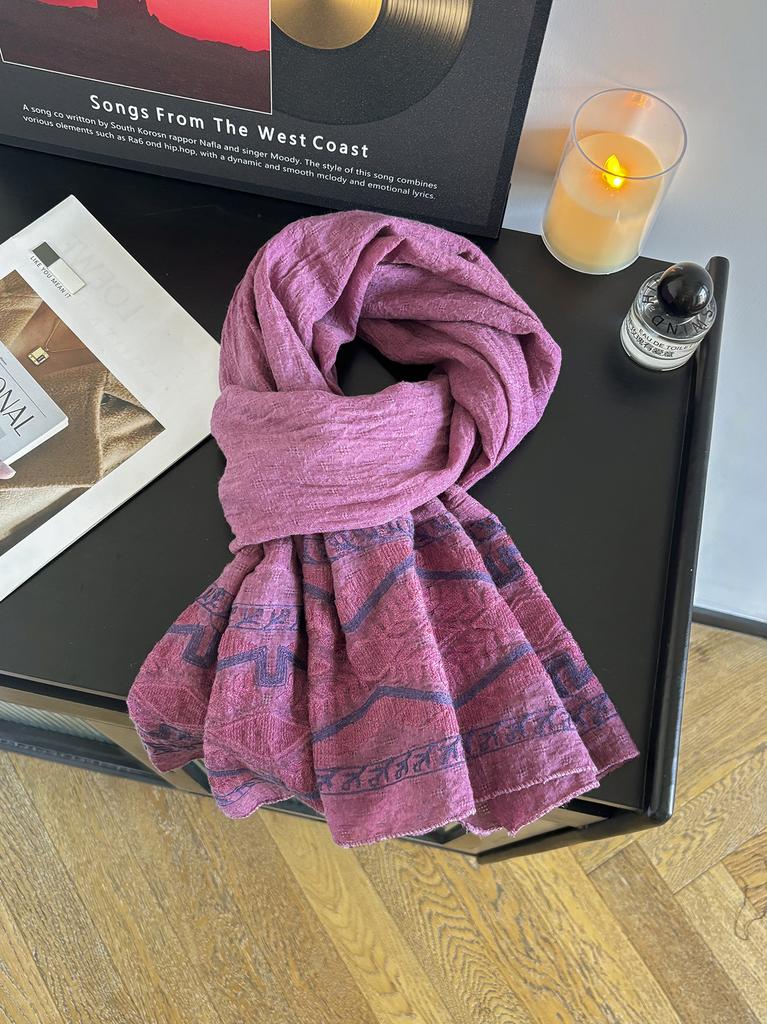 Thin Women'S Scarf, Solid Color Cotton And Linen Scarf, Ethnic Style Embroidered Shawl, Warm Shawl, Women'S Outside