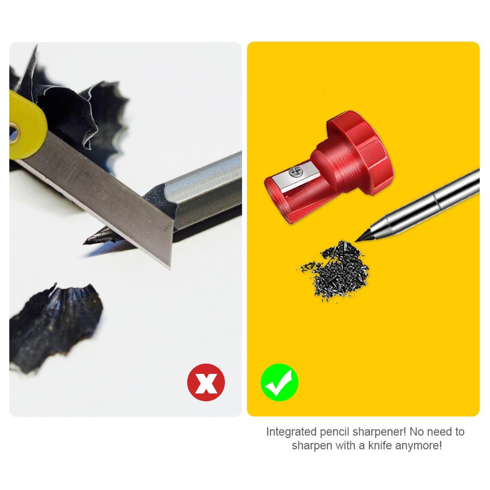 Твердый набор карандашей для плотника со сменными стержнями, встроенная точилка, механический маркер с глубокими отверстиями для писцов, деревообрабатывающих инструментов