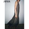 Zaprha 2025 Summer New Fashion Elegant Polka Dot Neck Collar V-neck Backless Dress 8255016