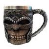 3D Masked Knight Skull Mugs Double Wall Stainless Steel Resin Skull Drinking Beer Coffee Cup Men's Viking Warrior Drinkware Mug