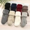 Women Fashion Knit Twist Flowers Mittens Winter Female Wool Plus Cashmere Velvet Thickening Warm Full Finger Gloves