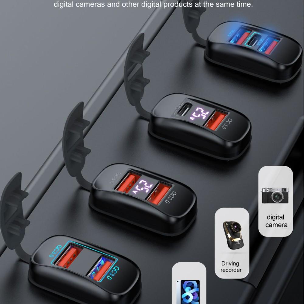 Двойное USB бортовое зарядное устройство для автомобиля/мотоцикла с цифровым дисплеем, 12-24 В