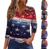 Women's T Shirt Print Button 3/4 Sleeve Daily Weekend Fashion Basic V- Neck Regular Top