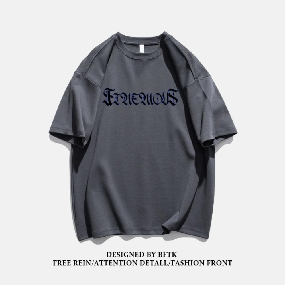 Летняя мода, тяжелая ретро мужская футболка с английскими буквами из 100% хлопка с принтом и круглым вырезом, высококачественная повседневная уличная футболка для фитнеса