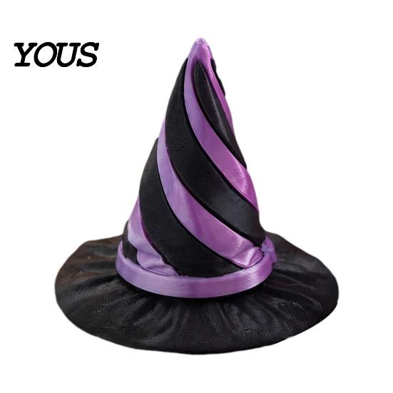 Desktop Halloween Decor 3D Printed Spiral Witch Hat Passthrough Fidget Toy, Decorative Props Sensory Stress Relief Toy for Kids Adults, Party