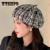 Vintage Plaid Beret - Classic British Style, Warm Wool Lined, Breathable Octagonal Painter Cap for Women - Perfect for Autumn & Winter