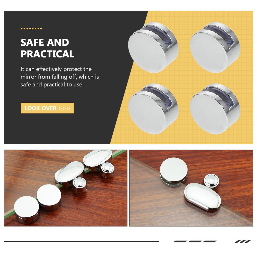 8 Pcs Mirror Clip Kitchen Cabinet Hardware Glass Clips Space-saving Brackets Zinc Alloy Holder Holders for Wall