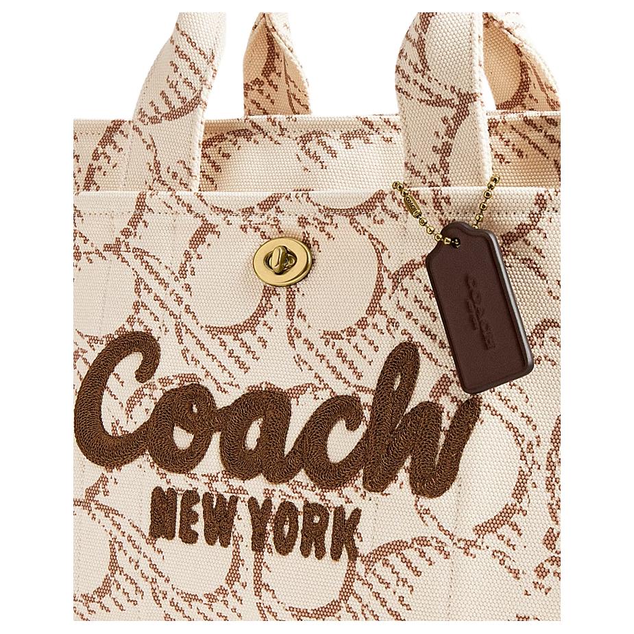 Coach 34 Бренд Логотип Подпись Холщовая Сумка-тоут Сумка для покупок На плечо Ручная сумка Большая женская сумка-тоут Бежевая CAM70-B4NP