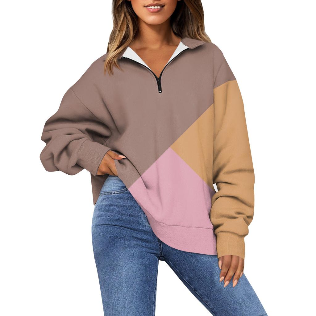 Женская модная толстовка с длинным рукавом и принтом в полоску с отворотом на молнии