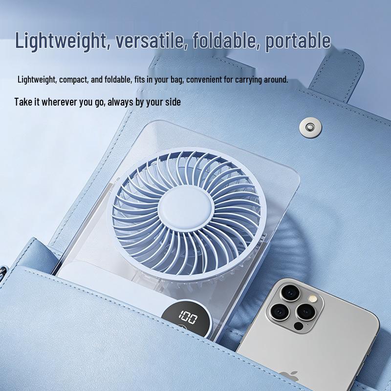 Ultra-thin Rechargeable Wall-mounted Fan with Smart Digital Display for Desktop and Outdoor Camping