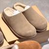 Модные зимние новые тапочки Baotou женские модные замшевые туфли с круглым носком и глубоким ртом удобные туфли на плоской подошве zapatos de mujer