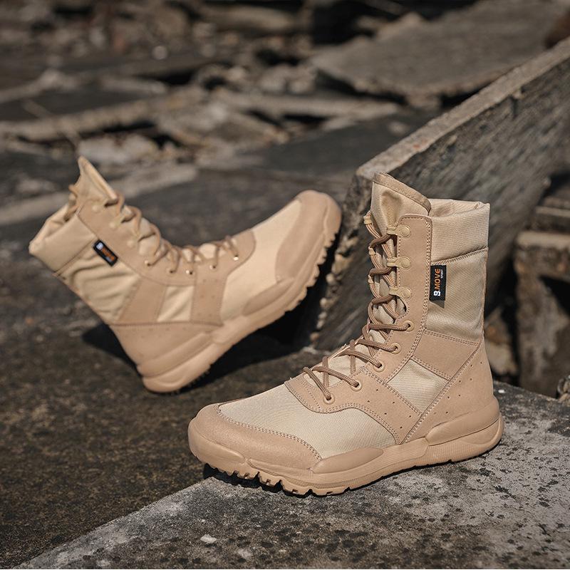 Мужские летние легкие дышащие военные ботинки - высокие военные сетчатые ботинки для активного отдыха на природе