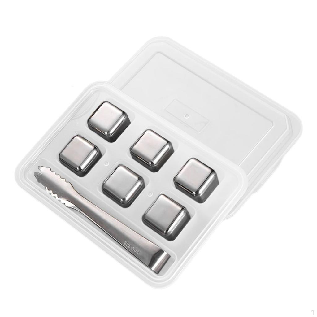 Набор кубиков для охлаждения напитков из нержавеющей стали премиум-класса с подносом — идеально подходит для виски, коктейлей и