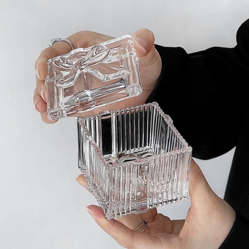 Стеклянная шкатулка для украшений в форме сердца с европейским рельефом, в стиле ретро, для хранения дома, декоративные украшения