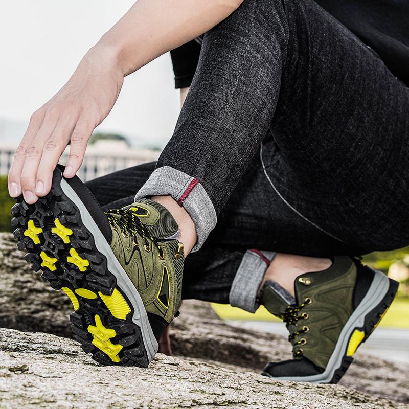 Мужские зимние ботинки, походные ботинки, зеленые, мужские, повседневные, для скалолазания, спортивные ботинки, теплые, с мехом, большого размера