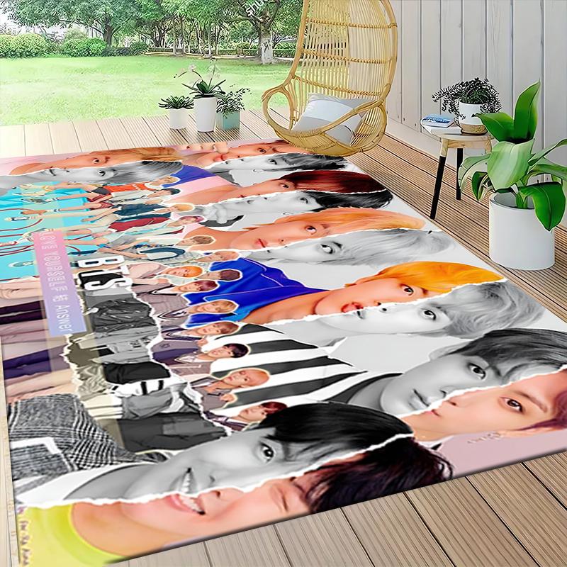 Kpop Stars Fashion Carpet Rug Soft Washable Antislip Home Living Room Sofa Mats Personalized Christmas Rug