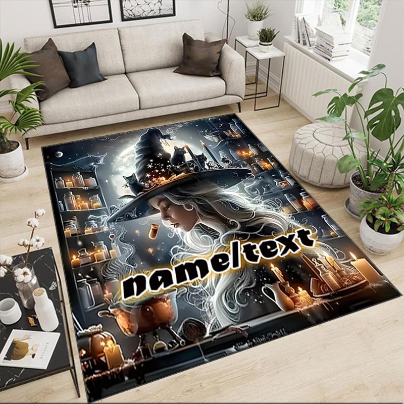 1PC Custom Name Witchcraft Moonlight Theme Floor Mat Ideal for Living Room, Game Rooms, Office, Bedroom,Floor Mat Playful Design