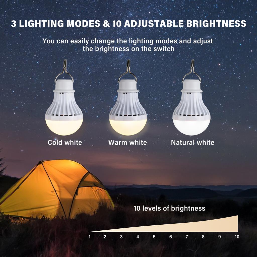Camping Lamp Outdoors Lamp USB LED Adjustable Brightness Warm/White/Warm White Light for Camping Hiking Emergency Portable Light