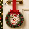 Versatile Seasonal Hanging Wreath Mini Christmas Door Handle Decoration, Gingerbread/Angel/Bell/Snowman Artificial Pine Winter Festive Gift