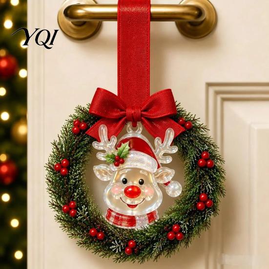 Versatile Seasonal Hanging Wreath Mini Christmas Door Handle Decoration, Gingerbread/Angel/Bell/Snowman Artificial Pine Winter Festive Gift