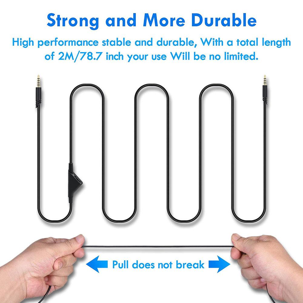 Replacement Audio Cable Cord Volume Control for Astro A10 A30 A40 Gaming Headset 2M