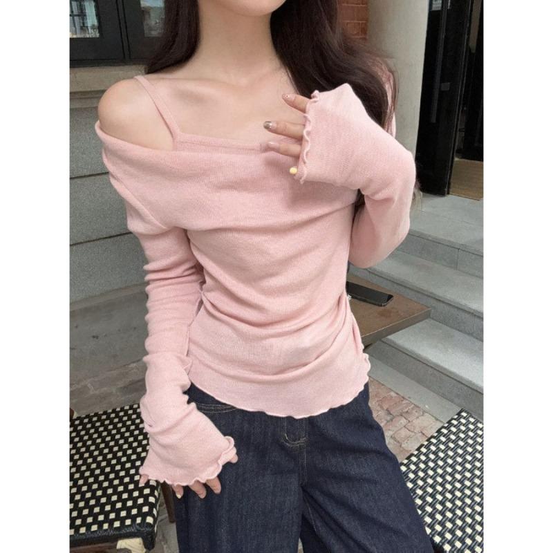 Long-sleeved Knitted Sweater Women's New Atmosphere Early Autumn Wear Slim-fitting Sweater Bottoming Shirt Top