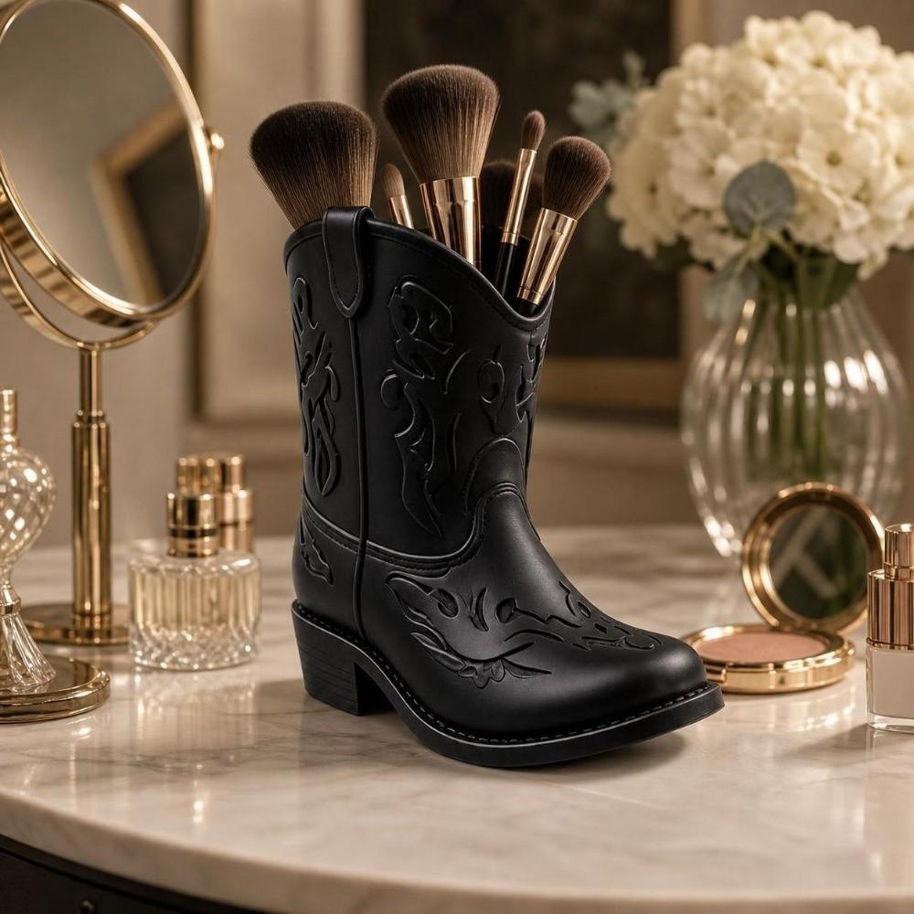 Vintage Western Style Cowboy Boot Statue Home Decor Boot Shaped Vase Pencil Holder Study Room