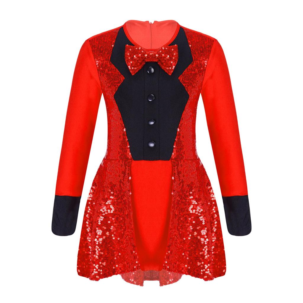 Детский костюм циркового манежа с длинными рукавами и блестками для девочек, современное трико для джазовых танцев, платье