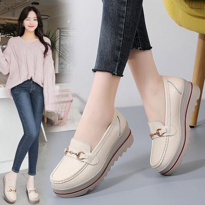 Внешняя торговля весна и осень кожа обувь большого размера женская универсальная платформа маффин обувь-качалка танкетка ленивая мама одинарная обувь