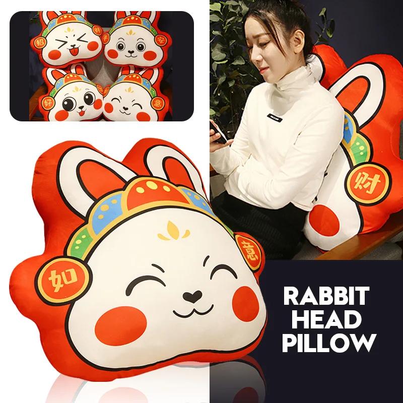 Chinese New Year Rabbit Cushion Chinese Rabbit Year Zodiac Pillow With Fillings Red Fortune Pillows Sofa Home Decor