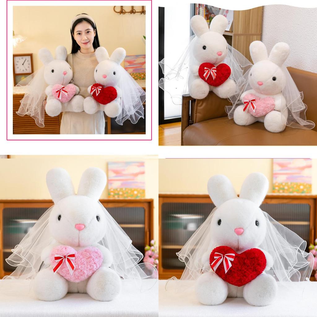 Cute Wedding Bunny Plush Toy For Girlfriend Valentine's Day Gift 45cm Pink Red