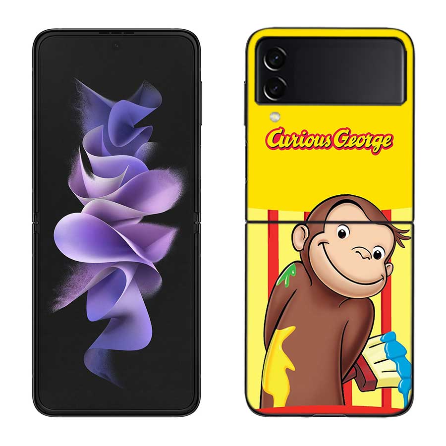 Чехол для телефона Curious G-Georgeser-m-Monkeis для Samsung Z Flip 7 6 5G Galaxy Z Flip 5 4 3 Черный Жесткий Чехол Роскошный ПК Корпус Co