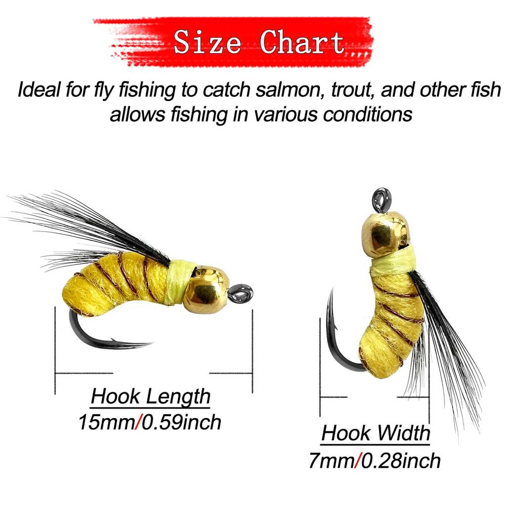 6/10Pcs/Box 2 Mixed Styles Bead Head Fast Sinking Nymph Lure, Humpy Fly&Brasshead Prince Nymph Fishing For Trout Artificial Insect Bait Lure