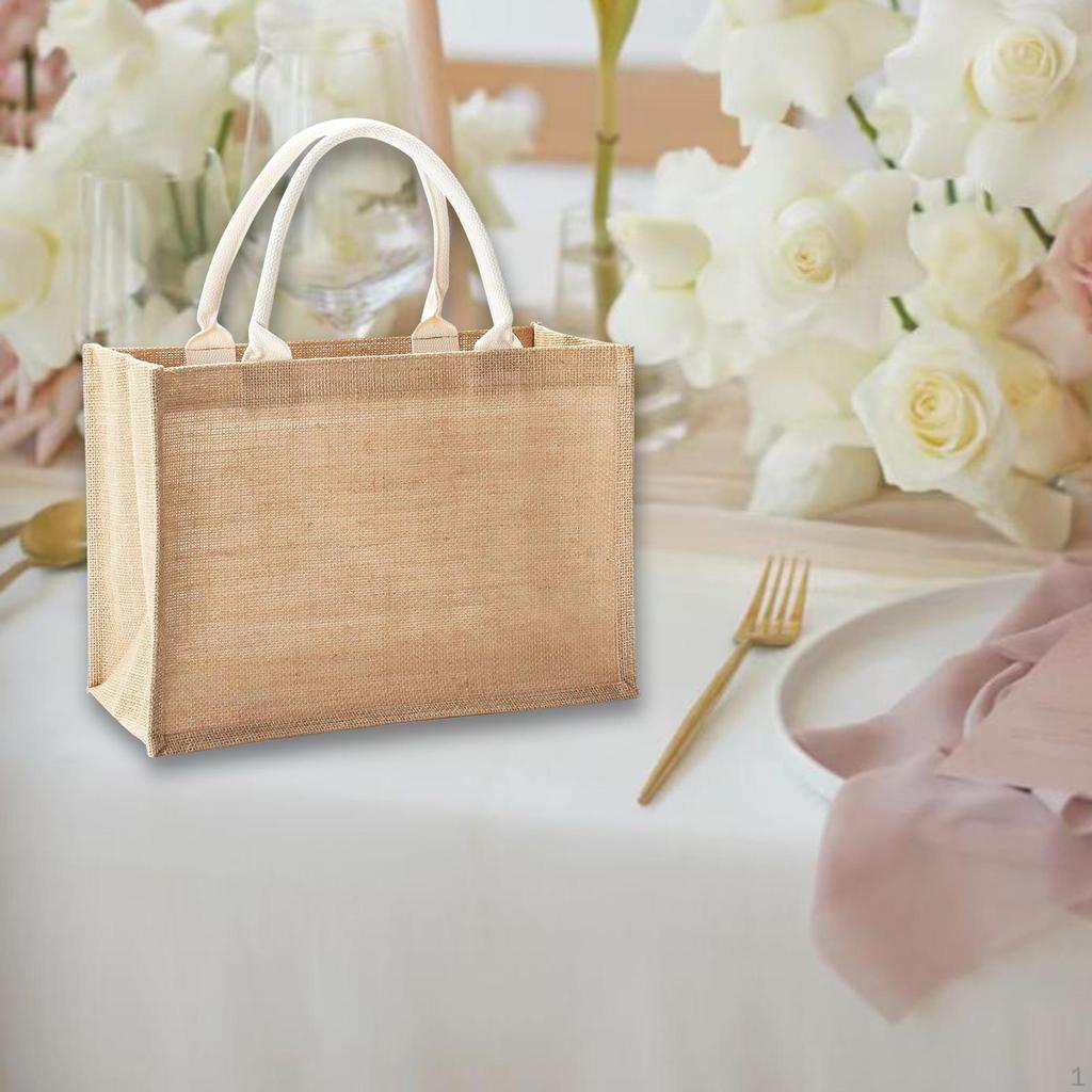 Сумка-тоут из мешковины, холст, подарочные сувениры с открытым верхом, многоразовая продуктовая покупка для DIY, художественных промыслов