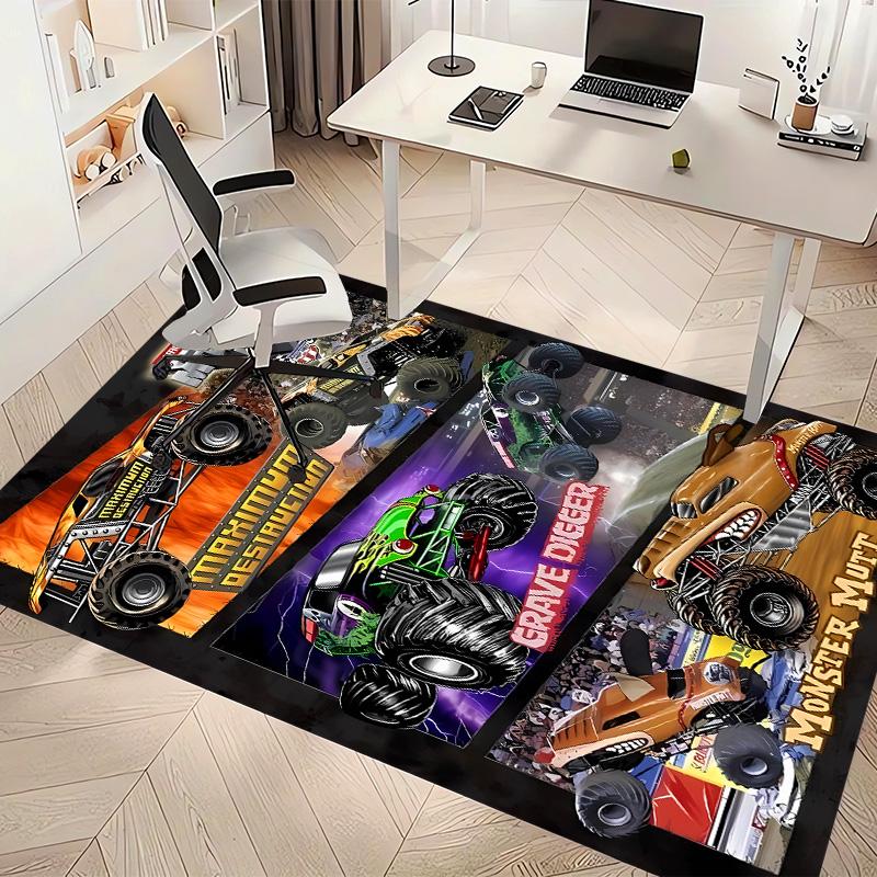 Monster Jam Printed Absorbent Washable Carpet, Non-Slip Bathroom Mats, Kitchen Rugs, Yoga Mat,Living Room Entrance, Camping Picnic Rugs