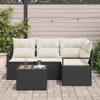 5 Piece Sofa Set Black Poly Rattan