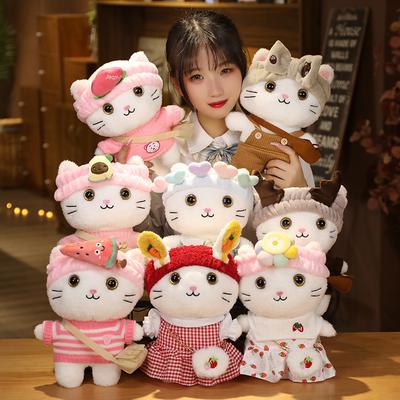 30 см Кафе Кот Маленькие Кошки Милая Подушка Плюшевая Игрушка Мягкая Кукла В Очках и Одежде Мультяшная Милая Игрушка