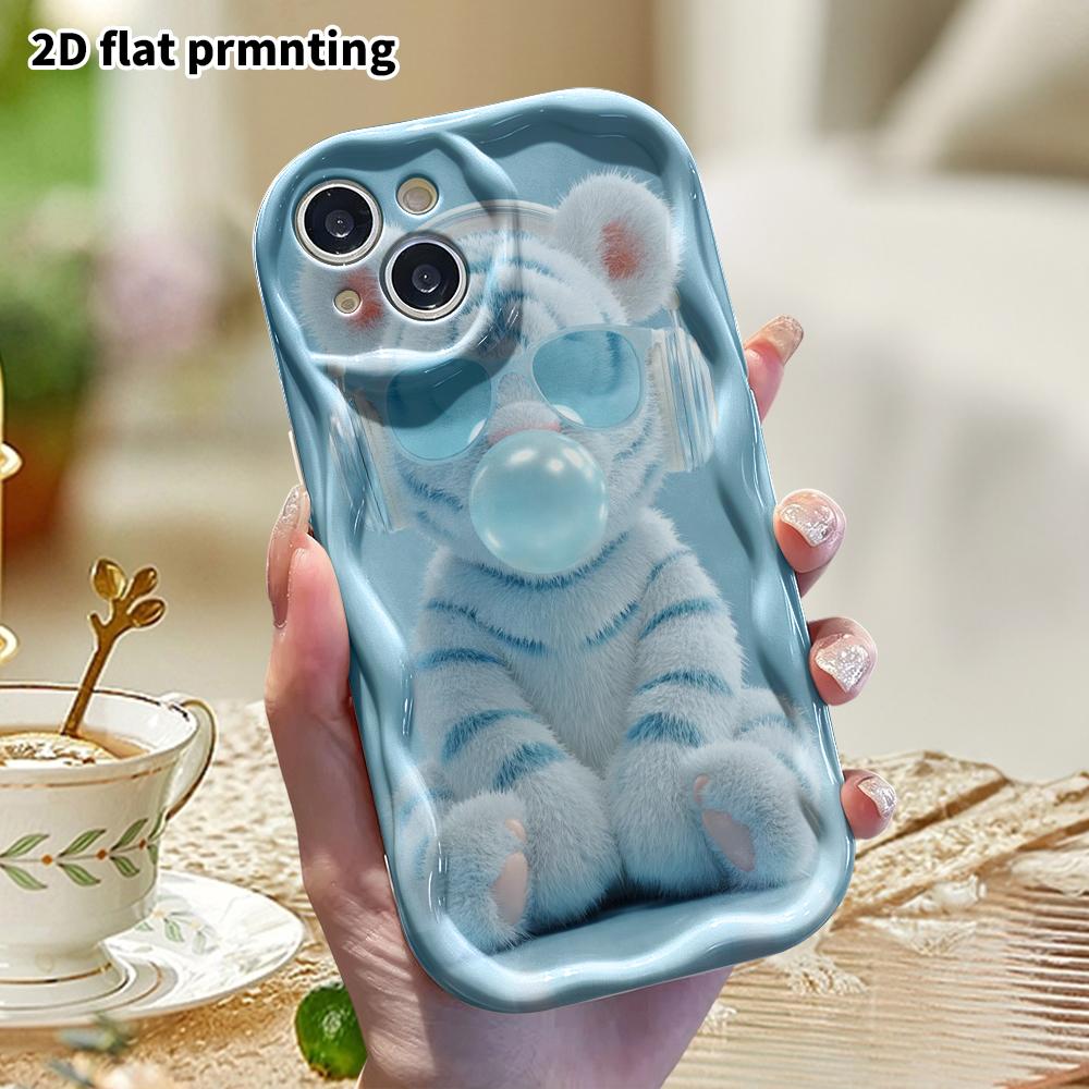 Phone Case: 2D flat design suitable for iPhone 18 17 16 15 14 13 Pro protective case, plush little tiger, perfect Christmas and Halloween holiday gift