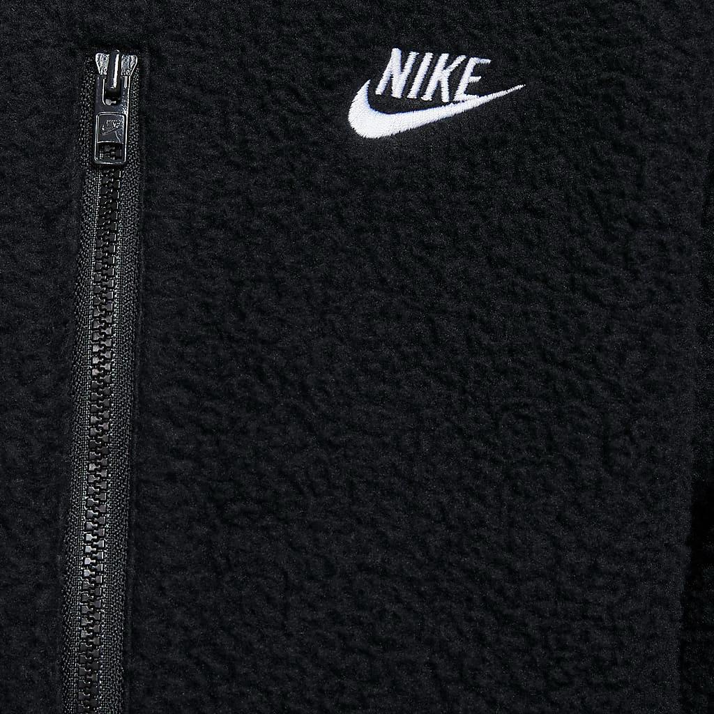 Nike Клубная повседневная модная простая флисовая куртка на молнии с длинным рукавом Мужские куртки Черный Белый FZ0889-010