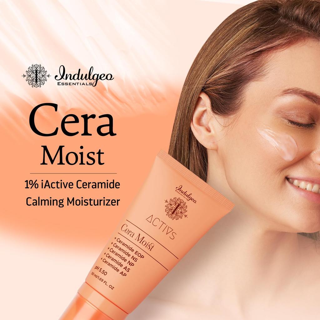 INDULGEO ESSENTIALS Cera Moist- Керамидный Успокаивающий Крем-Увлажнитель для Кожи 1% Iactive, 50 мл | Увлажняющий Крем для Лица, Для Всех Типов Кожи, Ручная Работа - Cruelt