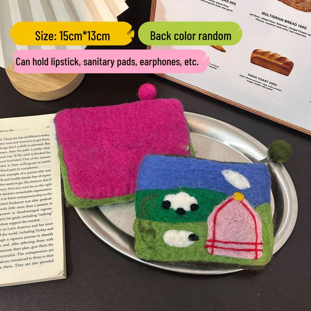 Handmade Wool Felt Earphone & Sanitary Napkin Pouch
