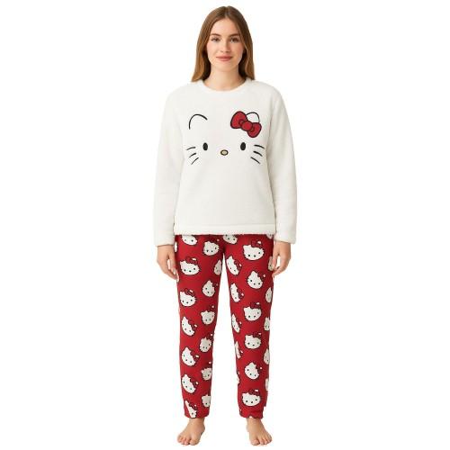 Hello Kitty Womens/Ladies Fleece Long Pyjama Set